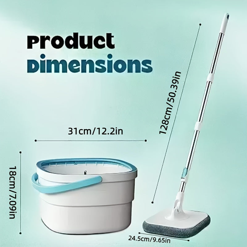 The Spin Mop and Bucket Kit includes a mop and bucket with wringer set that automatically separates dirty and clean water. It comes with 4 microfiber mop pads and is suitable for use on wooden floors, tile floors, marble, and windows.