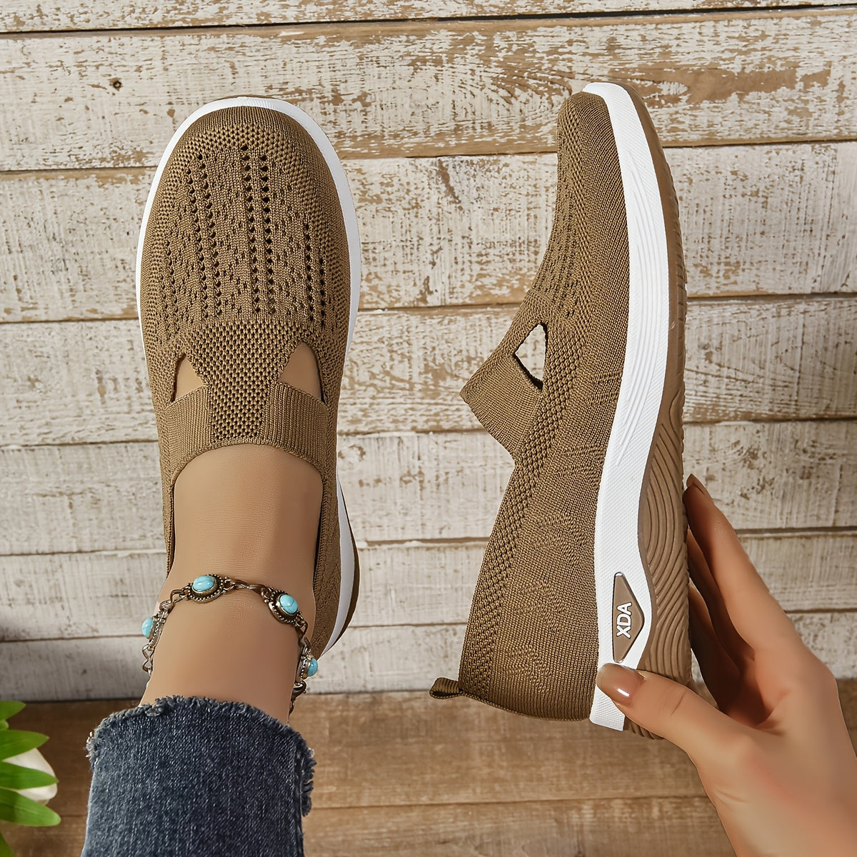 Casual slip on sneakers for women, lightweight and breathable with fabric upper and rubber sole, perfect for spring and summer.