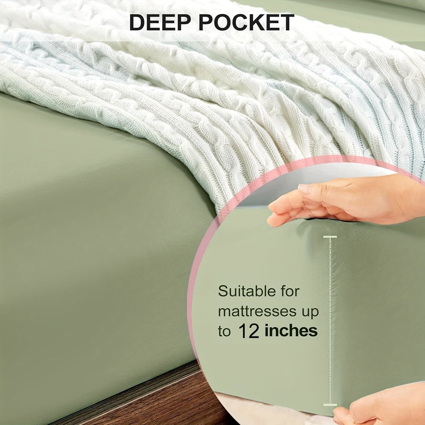 Ultra-Soft Luxury Green Fitted Sheet made from Breathable Brushed Microfiber with Deep Pockets - Ideal for All Bed Sizes