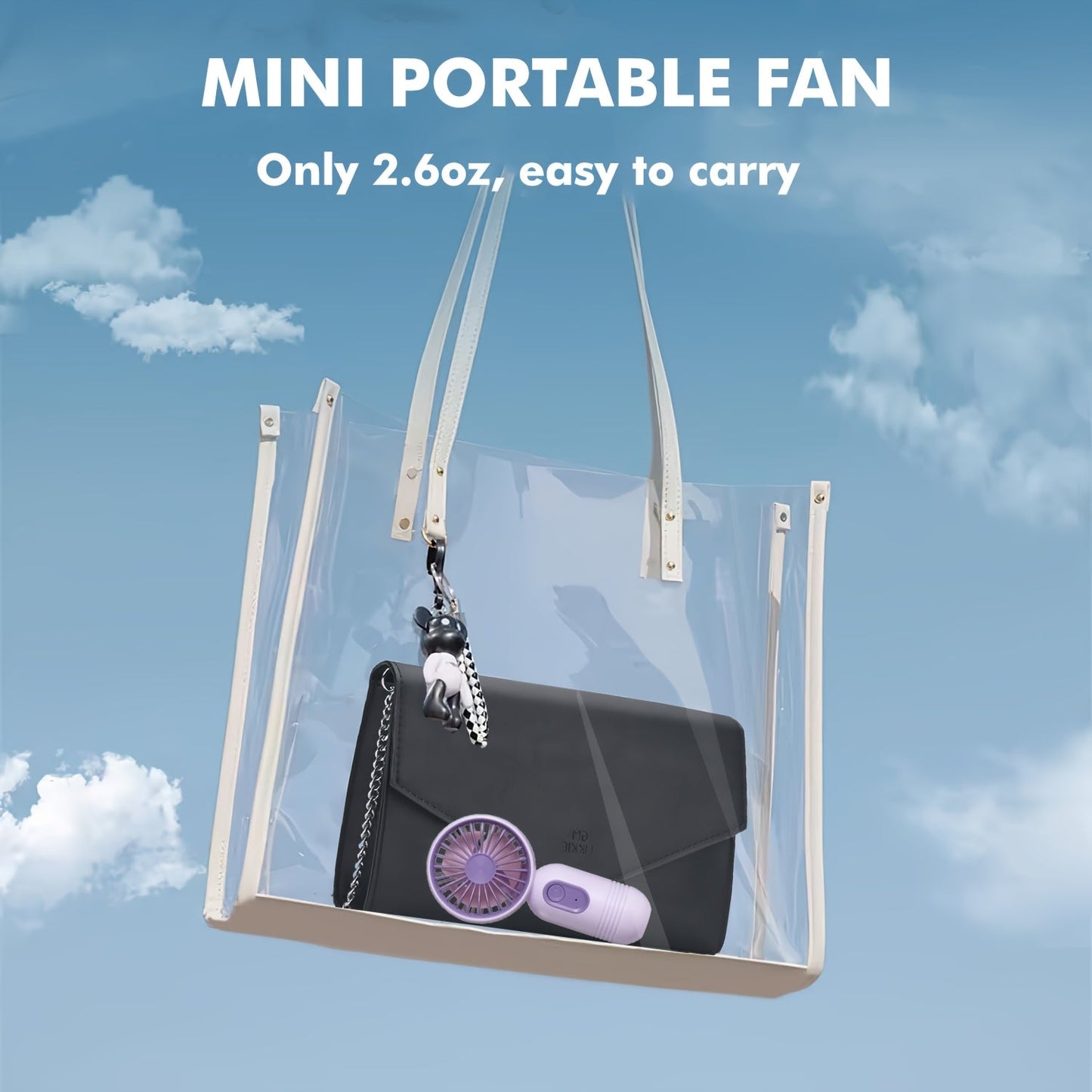 Compact Personal Fan for Travel with 3 Speeds, USB Rechargeable Battery Operated Mini Fan for Eyelashes