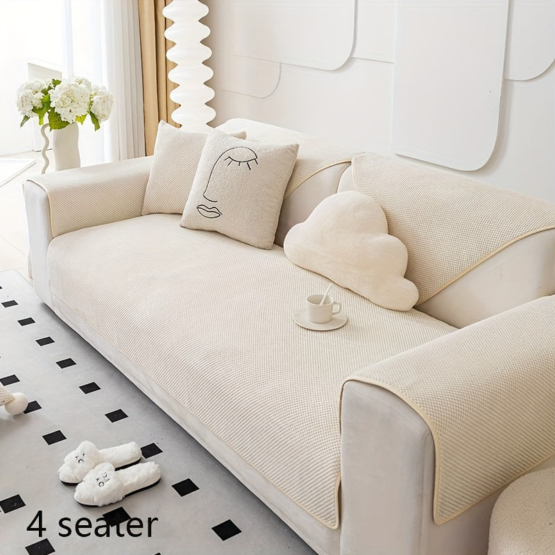 1pc Non-slip Sofa Slipcover Furniture Protector, for Bedroom Office Living Room Home Decor. Handrail Backrest Cover Pillowcase sold separately.