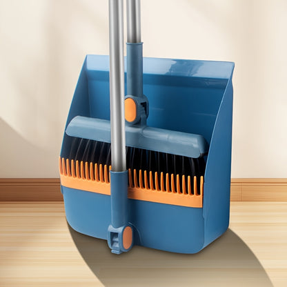 Household broom and dustpan set with non-stick technology for easy hair sweeping and trash collection.