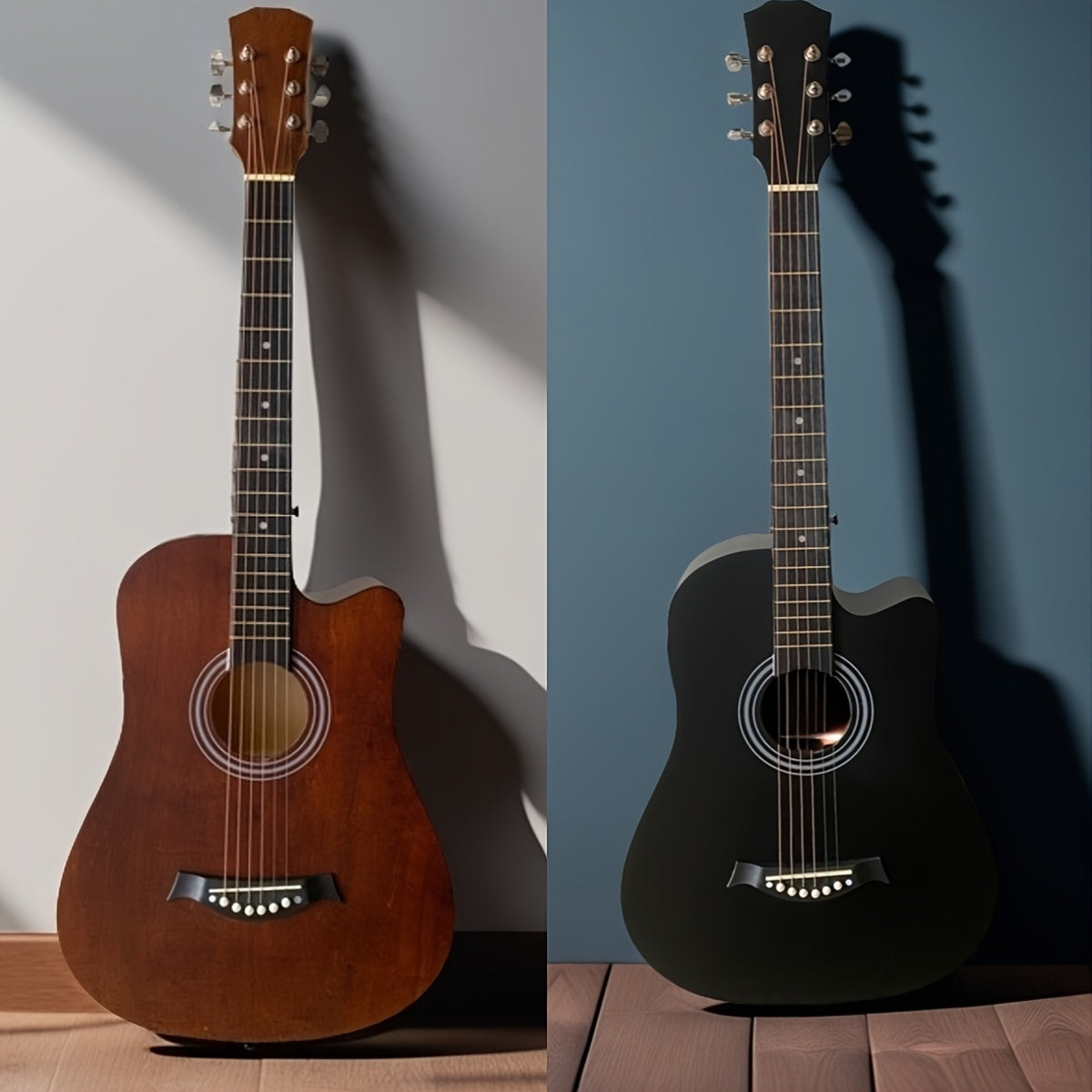 A 38-Inch Wooden Folk Guitar for Practice.