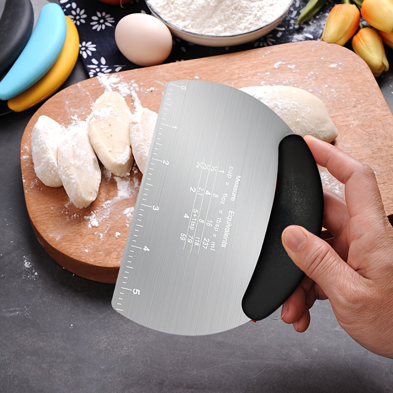 Durable Stainless Steel Dough Scraper with Measurement Marks - Ideal for Baking, Cake Decorating & Pastry Making - High-Quality Kitchen Tool, Great for Holiday Baking