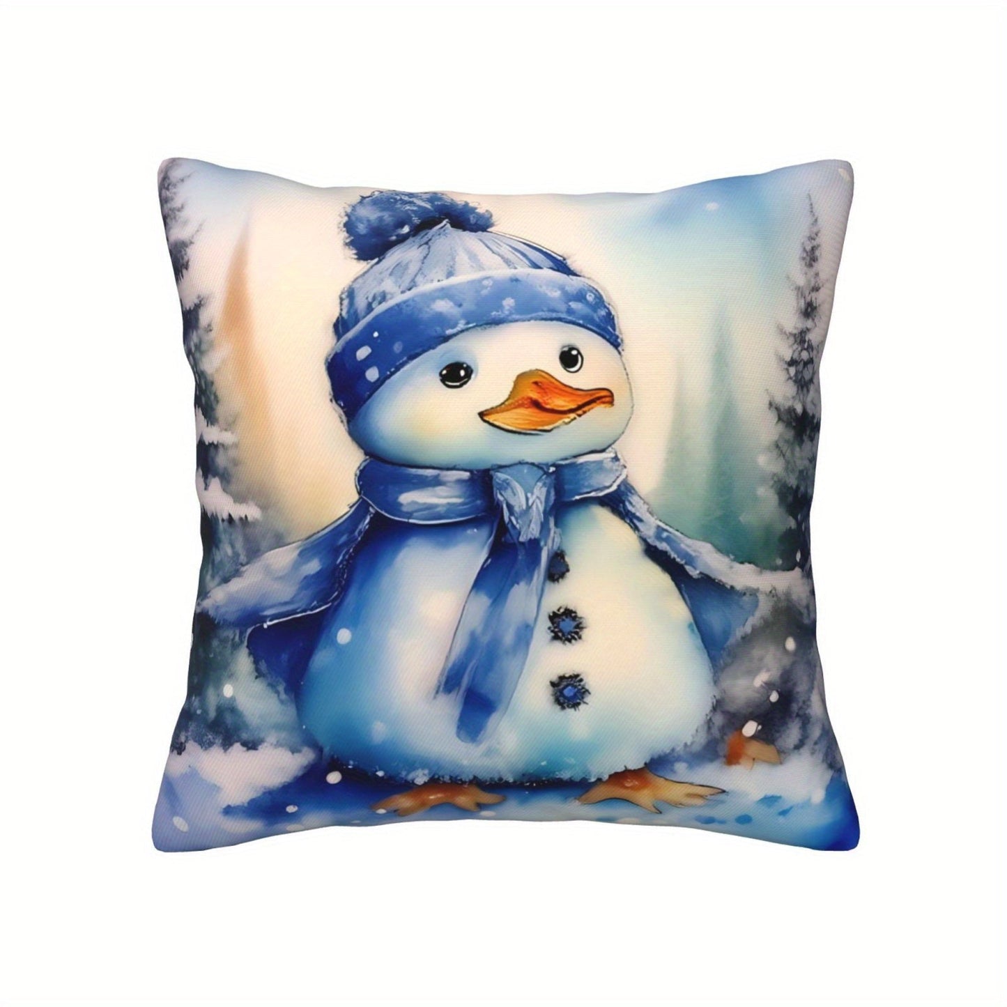 Christmas Decoration Pillow Cover featuring a festive snowman design, perfect for adding holiday cheer to your living room or bedroom. Makes a great Christmas gift or decoration. Each cover measures 45*45CM and comes in a set of 4 or individually. Pillow