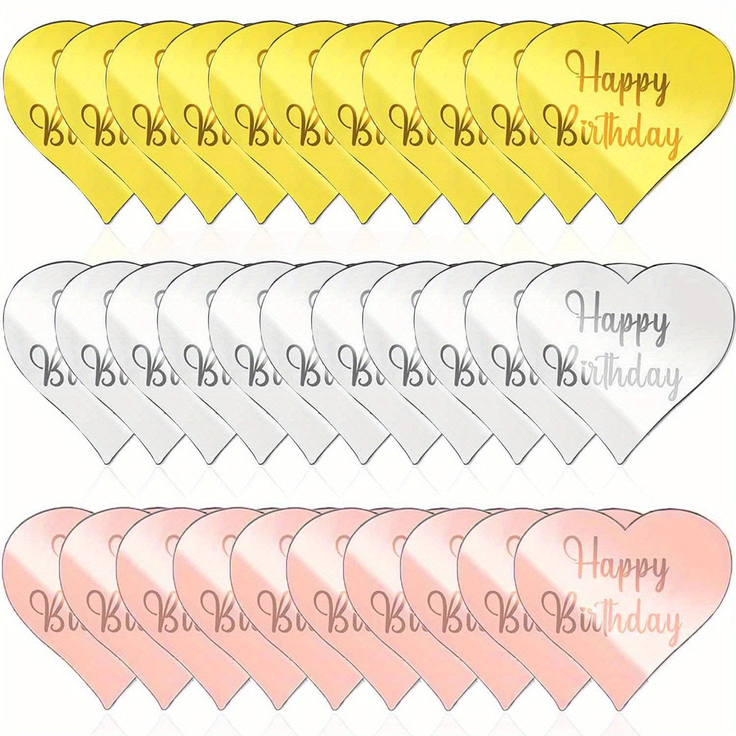 30 Happy Birthday Cake Topper made of mirror acrylic for DIY cupcake decoration and baking decor. Ideal for birthday parties and dessert table.