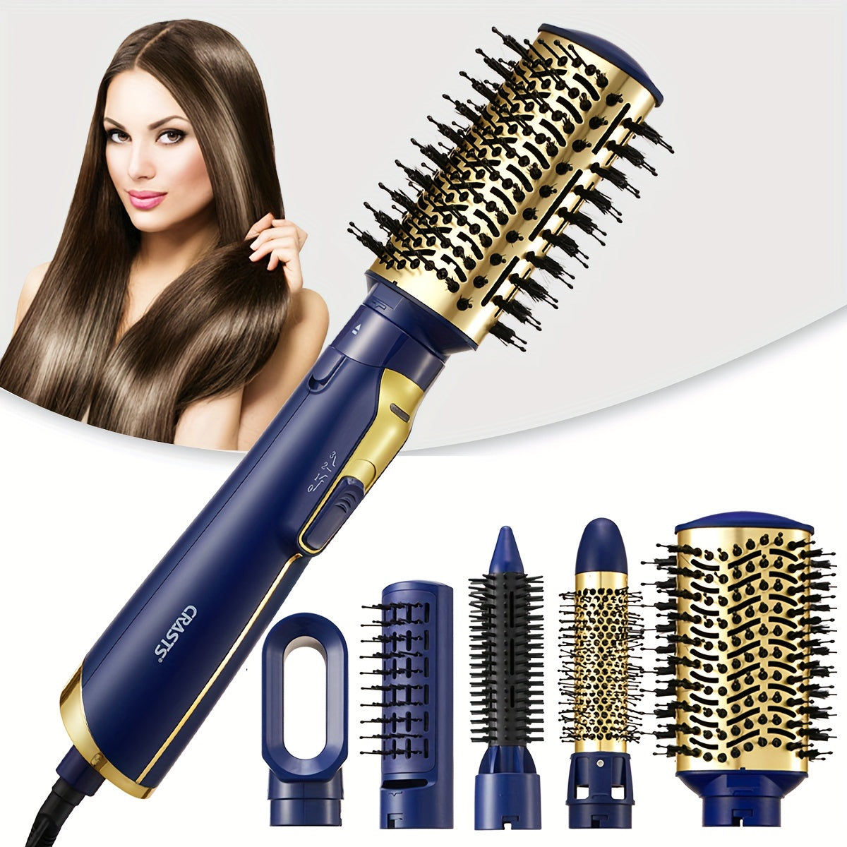 European Standard Five-in-One Hair Clipper for straight and curly hair styling, with negative ion technology for long-lasting results.