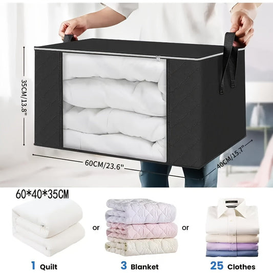 1 piece Extra Large 90.02 Liter Storage Bag with Zipper and Lid - Foldable Clothes Organizer for Bedding, Blankets, Pillows, and Toys - Made of Thick Polypropylene Fabric - Includes Portable Handle for Easy Transport - Color: Black - Can also be used as