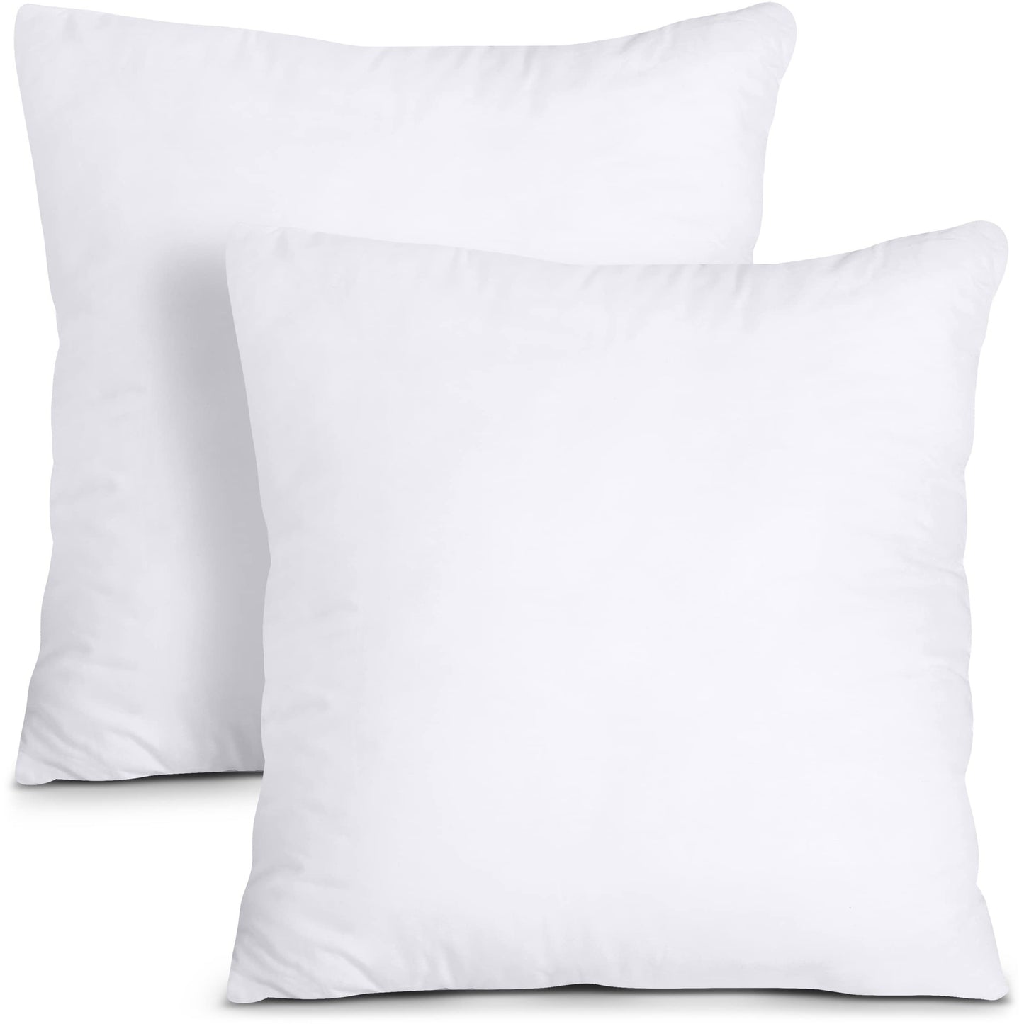 2-Pack Square Throw Pillow Inserts with Zipper Closure, Machine Washable, Polyester Cover & Filling, All-Season Decorative Pillows for Sofa, Bed, Couch - Adult, No Print, Sanded Knit Fabric.