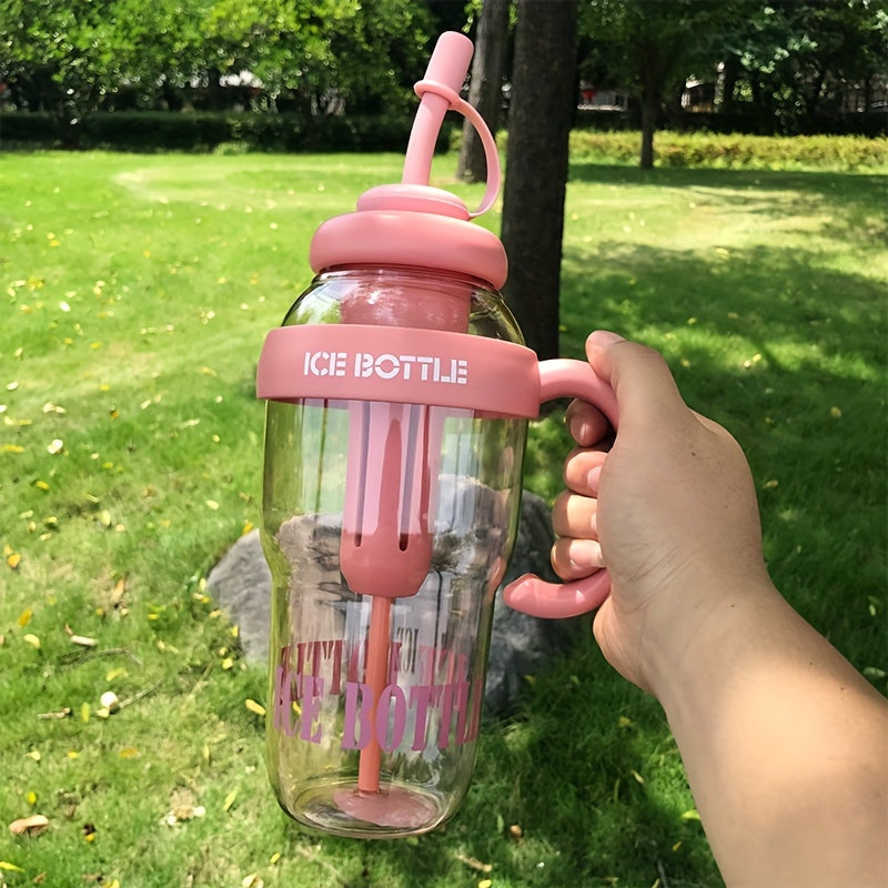 Large 44oz ice cream design water bottle made of BPA-free PC material with handle and leakproof straw. Lightweight and ideal for gym, outdoor activities, and back-to-school. Great festive gift option.