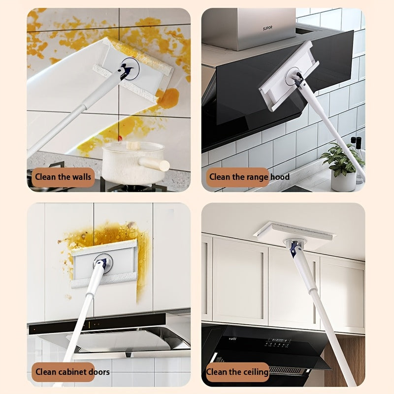 The Lazy Flat Mop: Your Ultimate Wiping Assistant with Replaceable Face Towel for Hands-Free Washing. Ideal for Walls, Tables, Cabinet Doors and Floors. A Must-Have for Home, Outdoor, Dormitory and Office Cleaning.