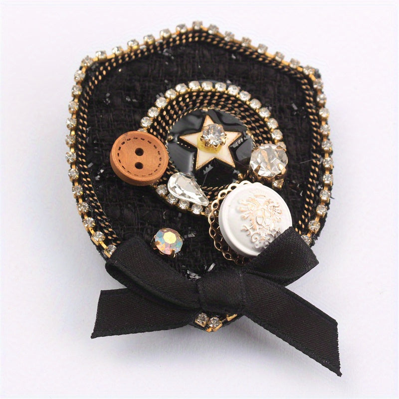 Exquisite Baroque Style Rhinestone Brooch Featuring Imitation Button Design, A Versatile and Luxurious Fashion Accessory Perfect for Clothing, Bags, and Hats