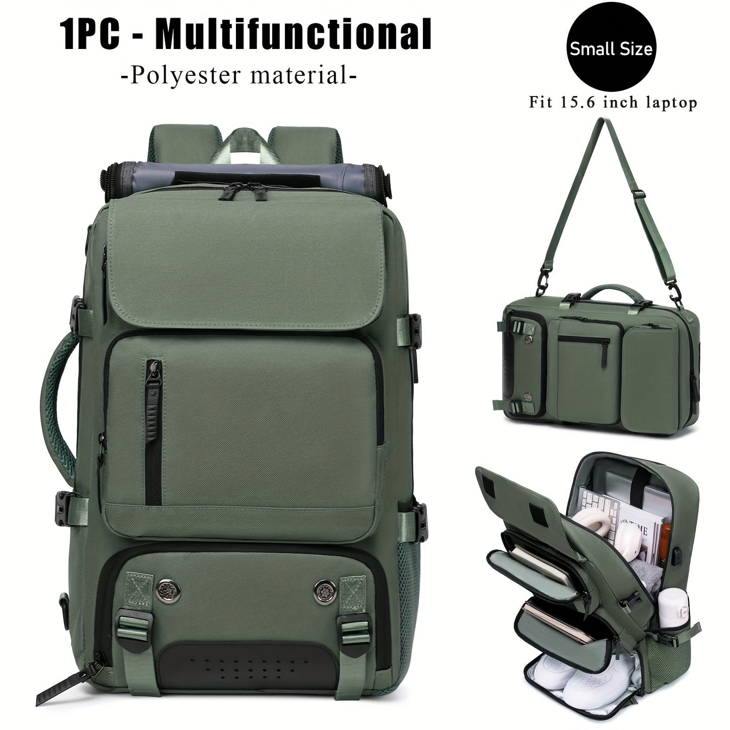 Versatile large backpack with shoe compartment & USB port for outdoor activities, business, and college. Great gift idea for men and women.