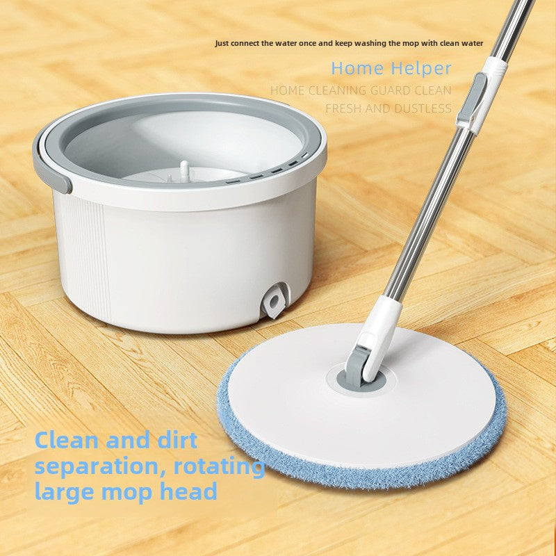 The rotating household mop bucket enables effortless suction and separation of dirty water, facilitating hands-free cleaning with a flat mop using only one bucket.