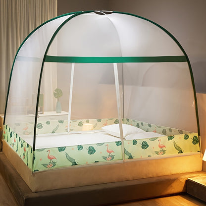 This product is a 1-piece Pop-Up Mongolian Yurt Mosquito Net designed for bedrooms. It can be set up in just 1 second and provides 360° protection. The net offers a large space and features a fun cartoon design. It serves as an anti-mosquito tent bed