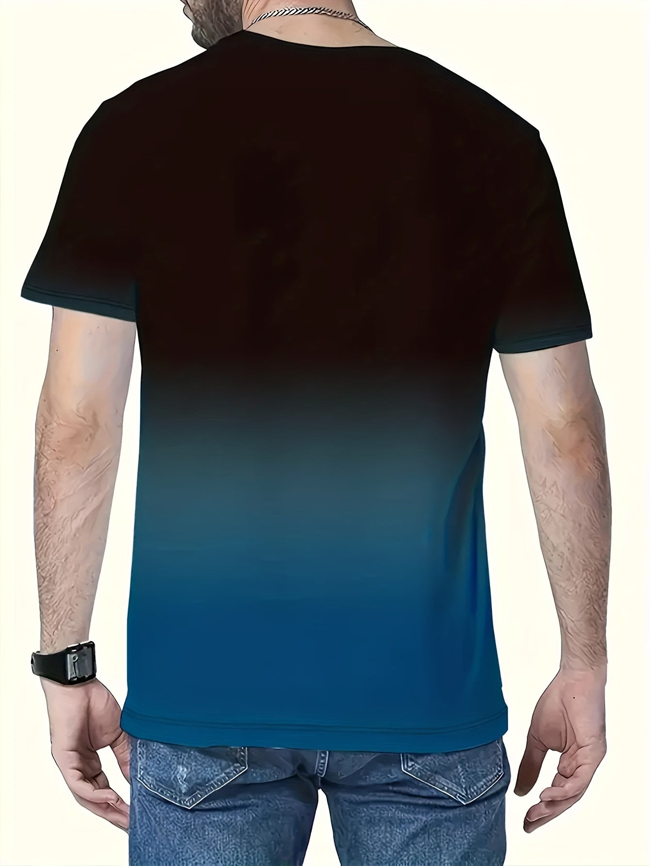 Men's 3-pack of gradient 3D printed t-shirts with quick-dry polyester fabric, crew neck, and short sleeves. Ideal for sports and fitness in spring, summer, and fall.