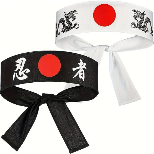 1pc Authentic Bushido Hachimaki Headband - Japanese Samurai & Sushi Chef-Inspired, Breathable Knit Bandana with Red Sun Emblem & Black Ribbon Tie, Great for Karate, Sports, Cooking, and Cultural Events - A Popular Choice