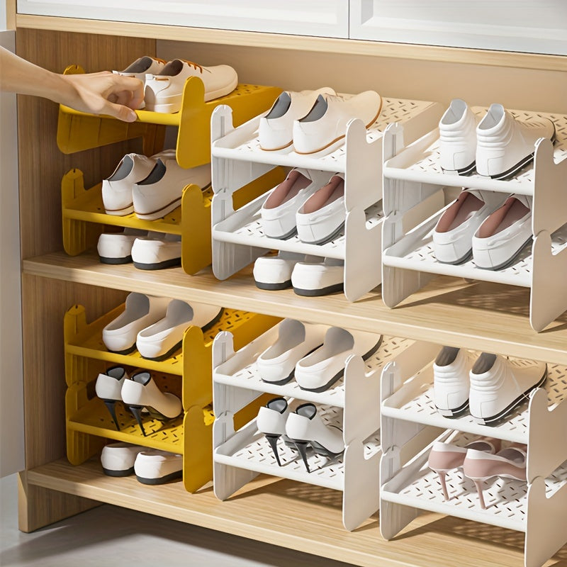 Get your hands on the 1pc Modern Multi-Layer Plastic Shoe Rack, the perfect space-saving storage solution for any room. With easy assembly and sturdy construction, this shoe rack is ideal for indoor use without the need for electricity. Keep your shoes