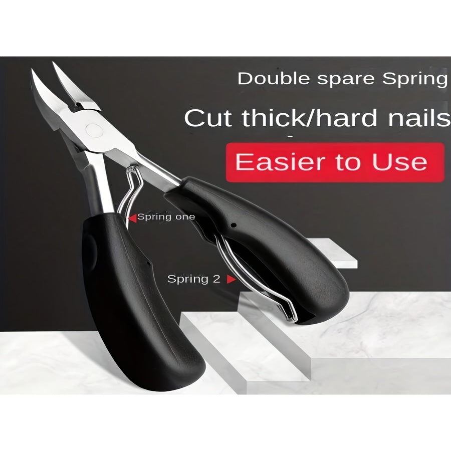 High-quality stainless steel nail clippers for thick and ingrown toenails with sharp blades, ergonomic design, and dead skin remover. Perfect for at-home pedicure care.