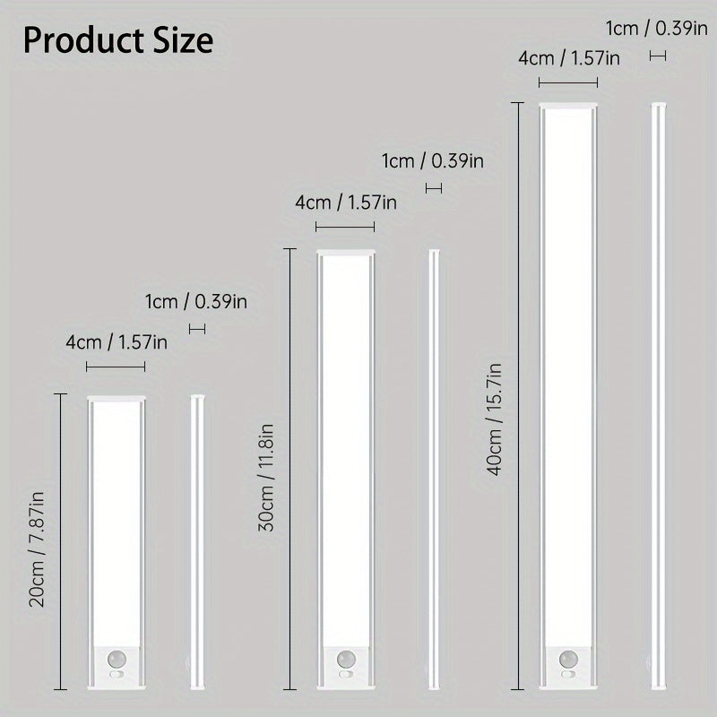 Светодиодный датчик движения для шкафов, освещение под столешницей с перезаряжаемой батареей и магнитным креплением для гардеробов, шкафов и полок.