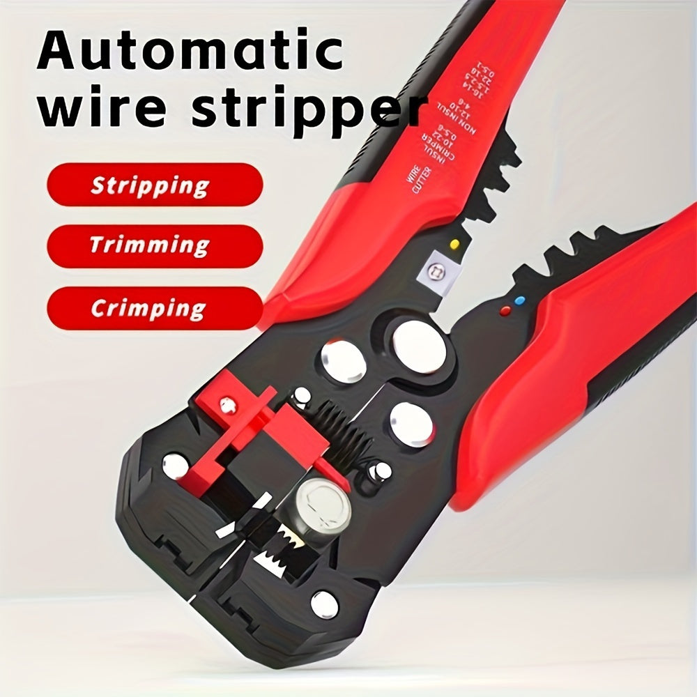 1pc Electrician's Wire Stripper - Multifunctional Crimping Pliers, Quick 24-10AWG Stripping, Carbon Steel Construction for Electrical Tasks.