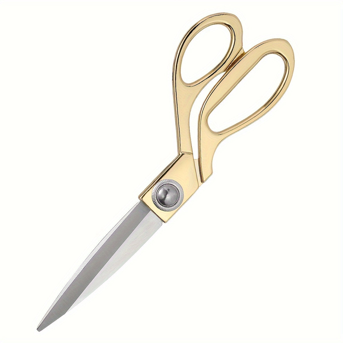 Golden fabric scissors made of stainless steel. Sharp tailor scissors for professional heavy-duty dressmaking and sewing.