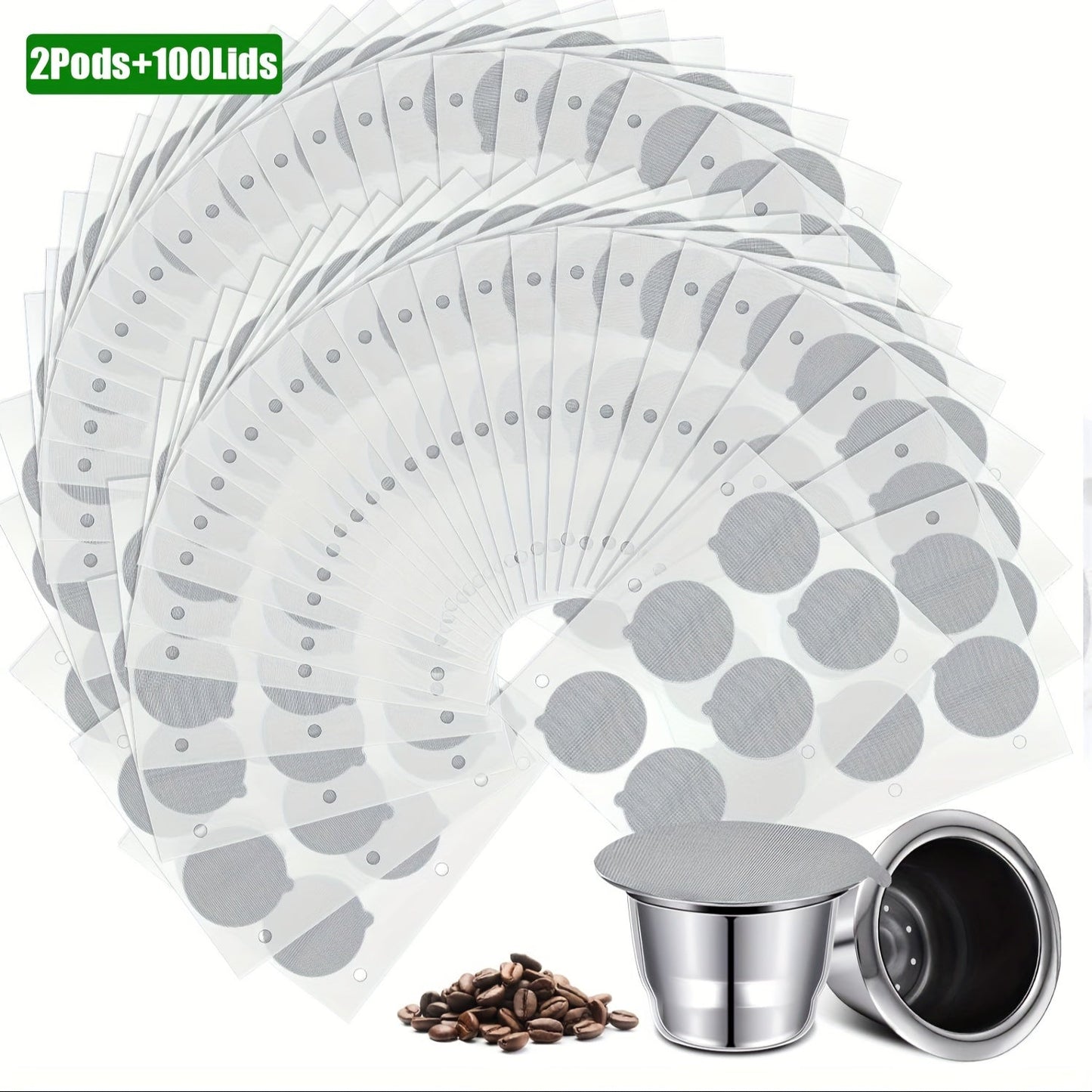 Refillable Stainless Steel Cups Compatible with Nespresso OriginalLine Machines - Reusable Coffee Capsules