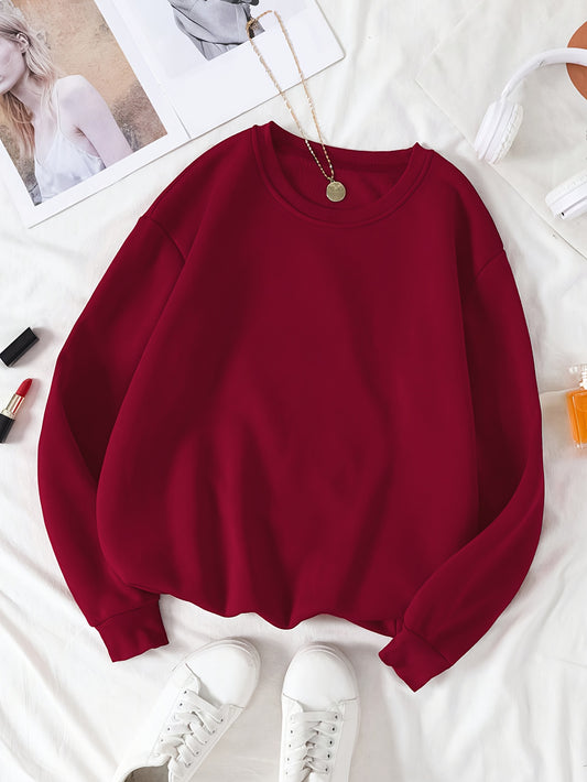 Cozy polyester sweatshirt for women, perfect for fall and winter, machine washable.