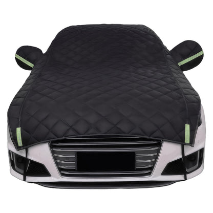 Luxury Quilted Hail Protector Car Cover with Thick Plush Material, Black/Green, Fits Most Vehicles, Car Protection Accessories