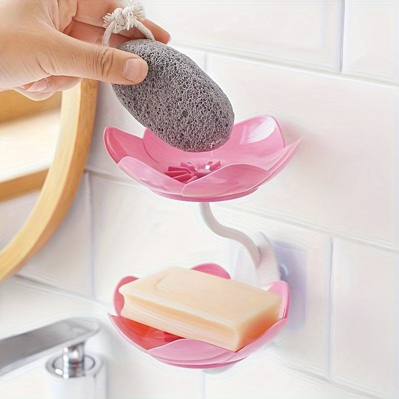 Simple to install double-layer hexagon soap dish for wall-mounting in the bathroom, perfect for Christmas or Halloween decoration.