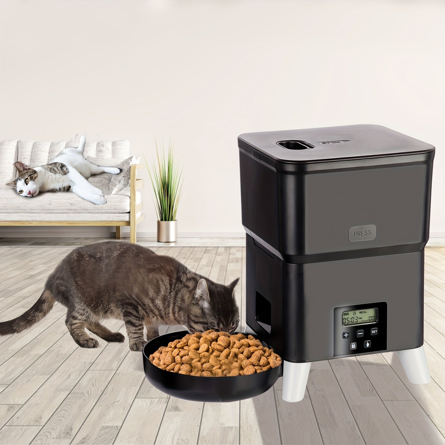 3L Smart Automatic Pet Feeder with Timer - USB & Battery Powered, Slow Feed Dispenser for Cats and Dogs, Plug Not Included