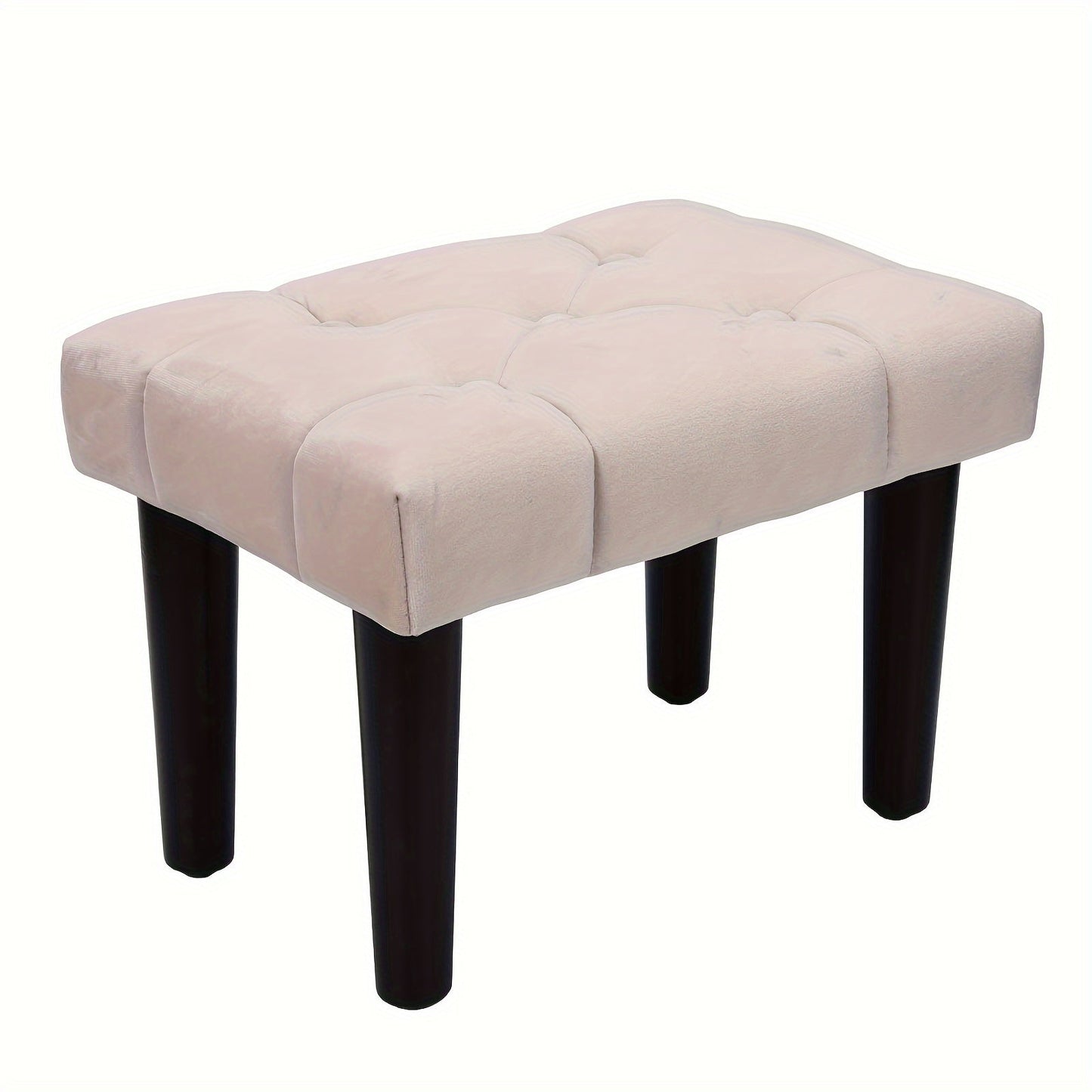 Small Footstool Ottoman, Velvet Soft Ottoman with Wood Legs, Perfect for Extra Seating in Living Rooms, Entryways, and Offices