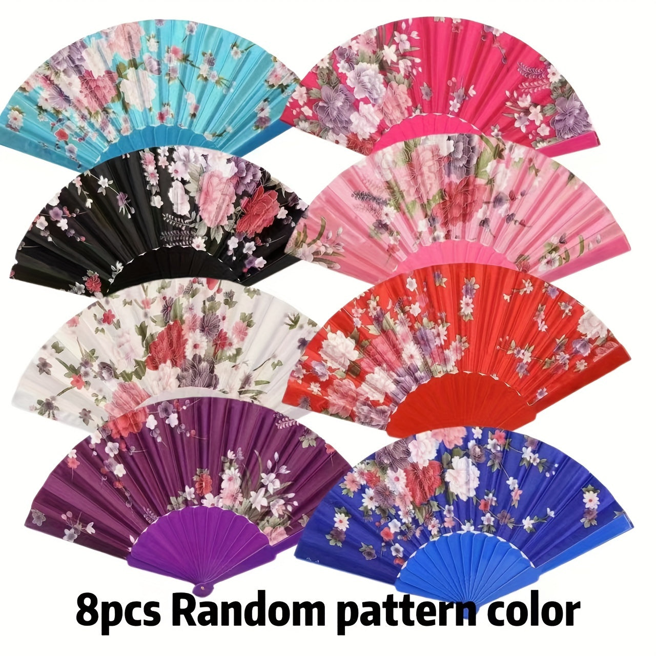 Silk fabric foldable fan for women - suitable for dancing, gifting, square dancing, or as an antique fan - made of high-quality plastic material.