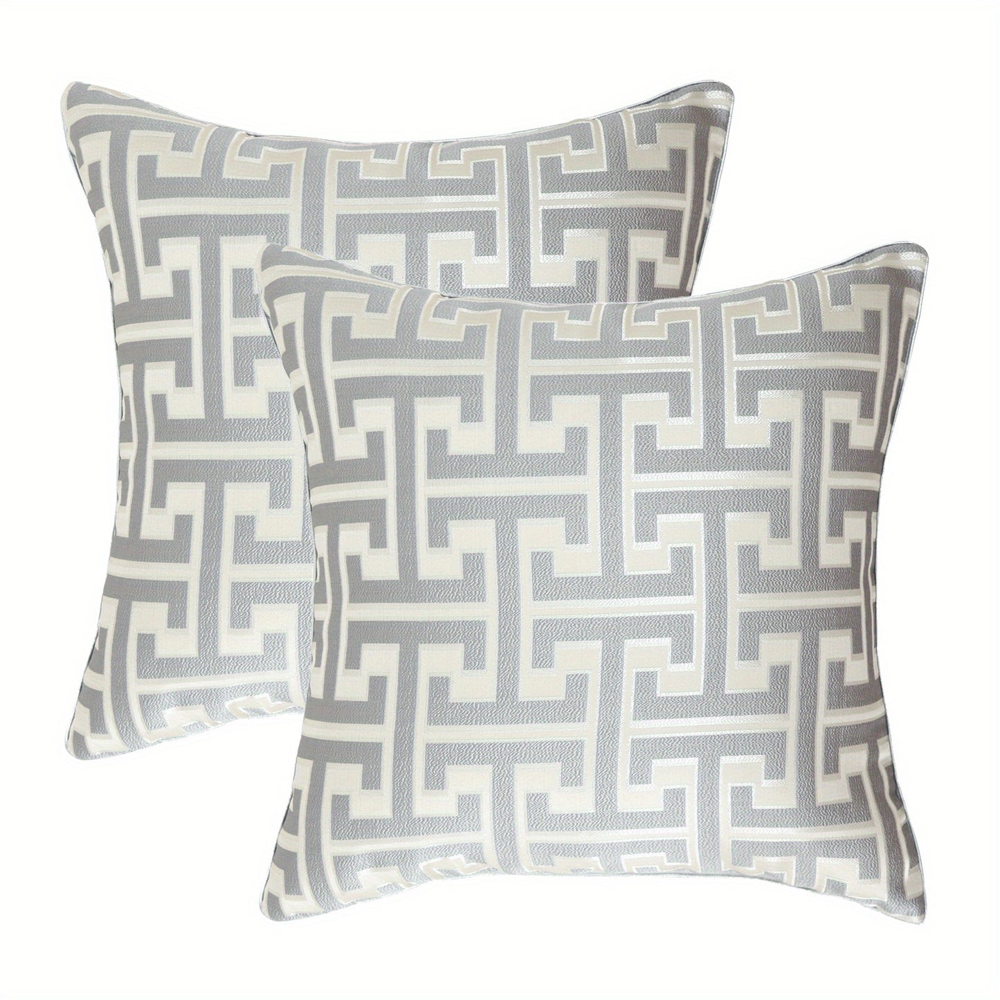 2 modern geometric jacquard pillow covers with invisible zippers, ideal for living room and bedroom decor.