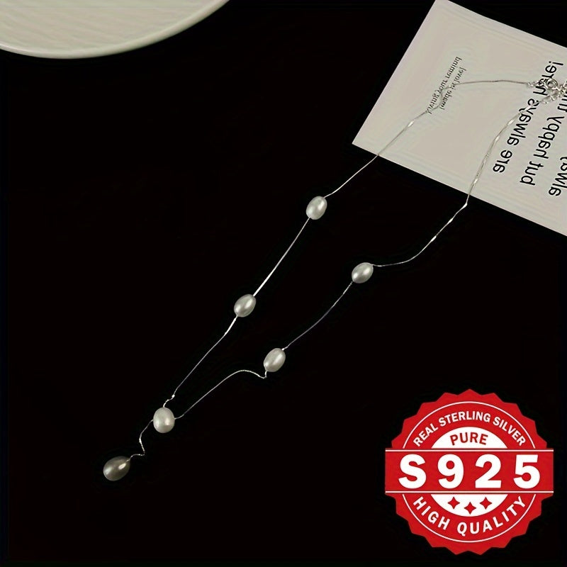 This stylish Y-shaped pearl necklace is crafted with S925 sterling silver and features an 8mm shell bead inlay. The Y shape design is trendy and flexible, perfect for everyday wear. It also makes a thoughtful gift for moms and wives. This necklace is