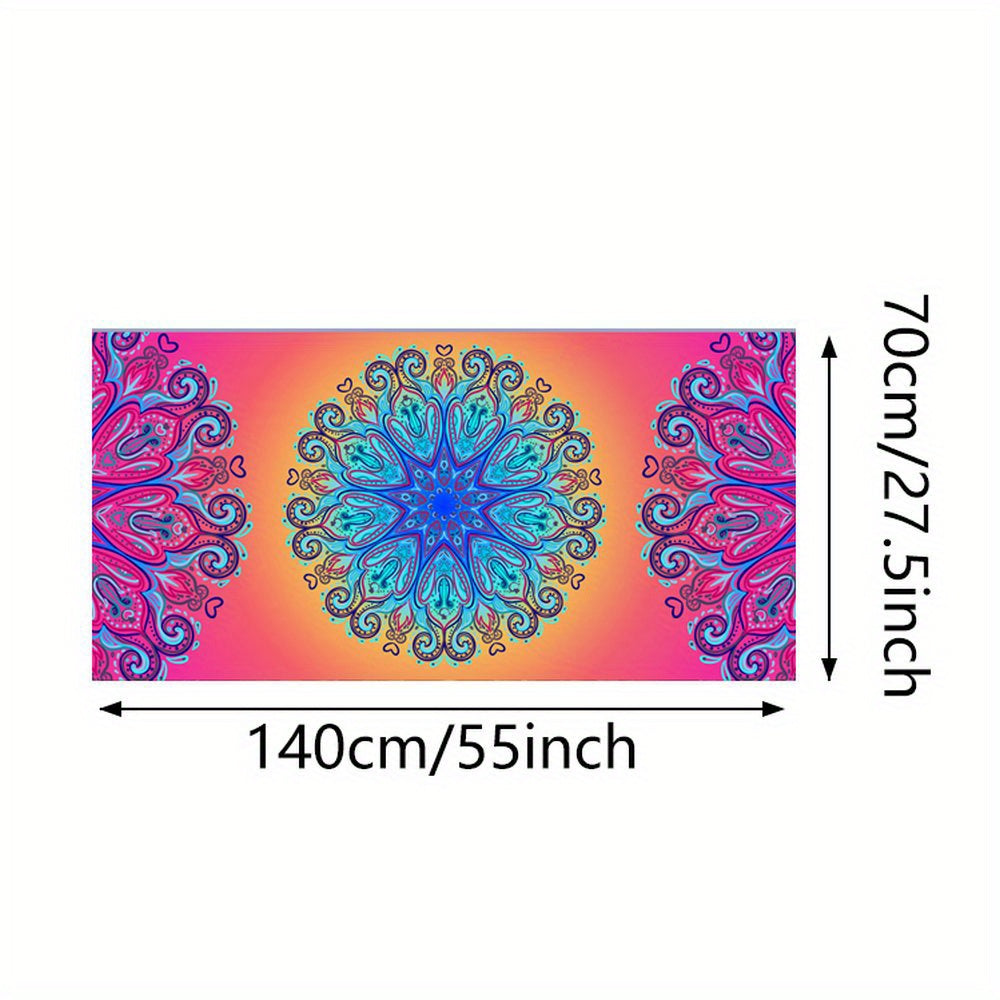 Fast-drying microfiber beach towel with tropical floral design, lightweight and absorbent, great for swimming, gym, yoga, and travel.