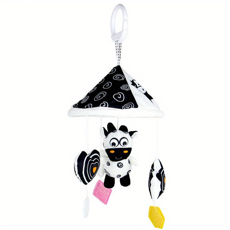 Car hanging wind chime featuring a black and white parasol design, ideal for early education and enhancing a peaceful sleeping environment. Perfect as a gift for Halloween or Christmas.