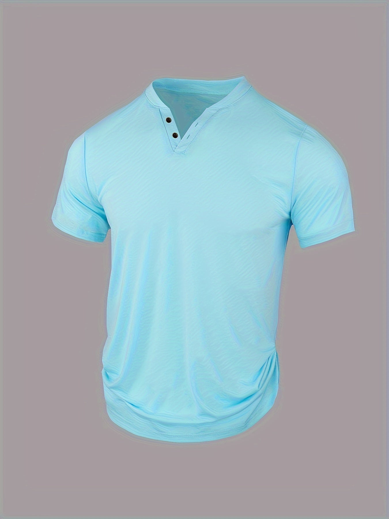 Breathable and comfortable V-neck Henley T-shirt for men in plus sizes.