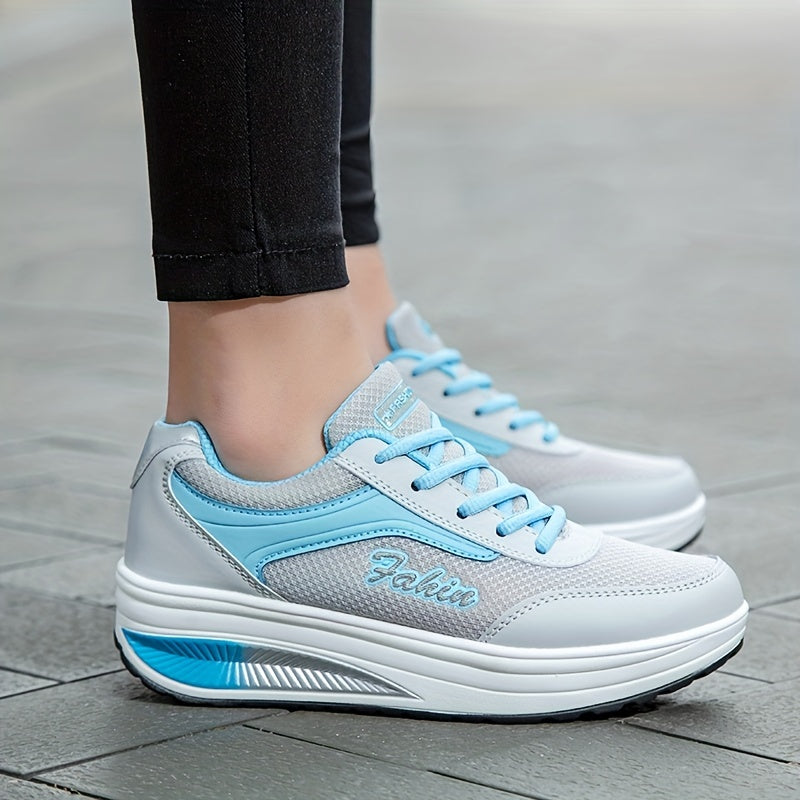 Women's fashion walking shoes with shock absorption wedges, breathable for outdoor casual wear.