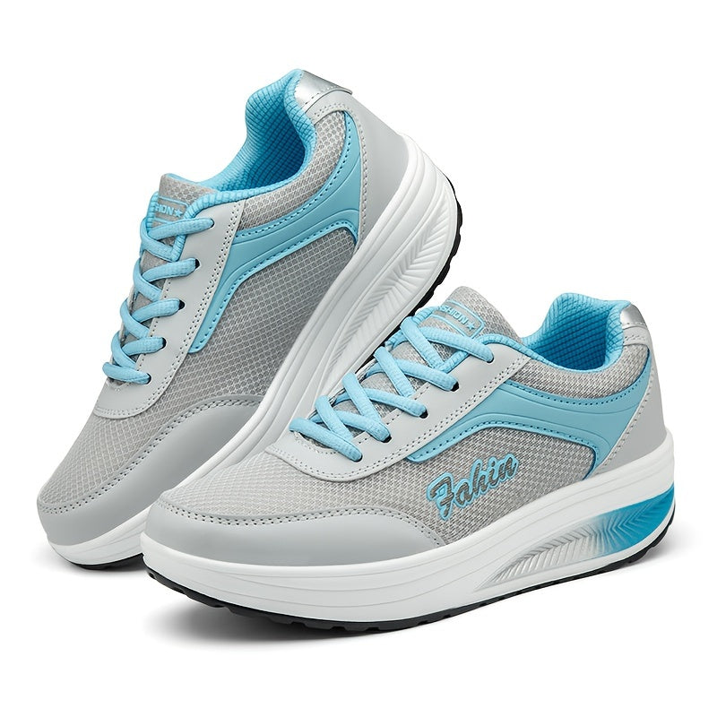 Women's fashion walking shoes with shock absorption wedges, breathable for outdoor casual wear.