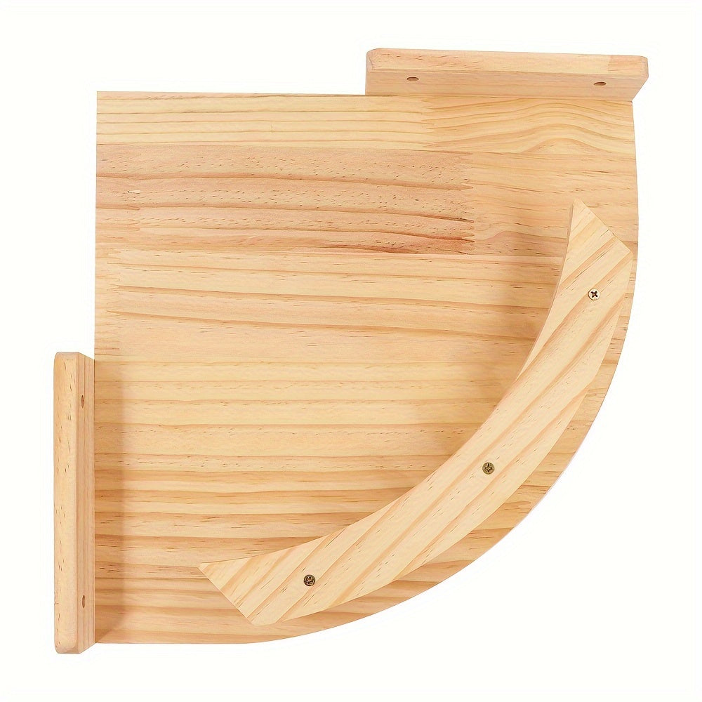 Cat perch made of premium solid wood, wall-mounted for cozy climbing and lounging.