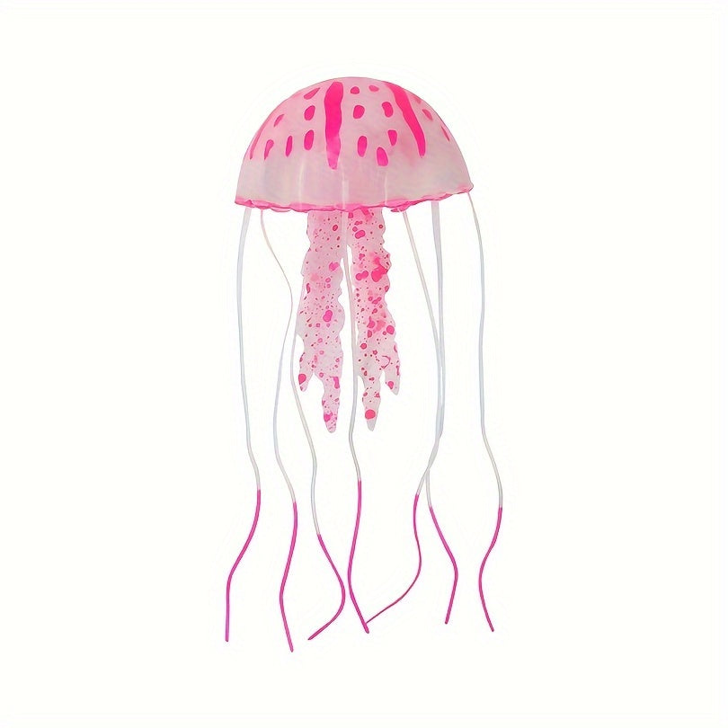 Artificial silicone jellyfish ornament for aquarium tank simulation.