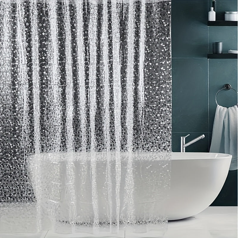 1pc 3D Pebble Pattern Shower Curtain, Water-Resistant Polyester Fabric, Easy to Clean, Ideal for any room, Space-Themed, Christmas Decor.