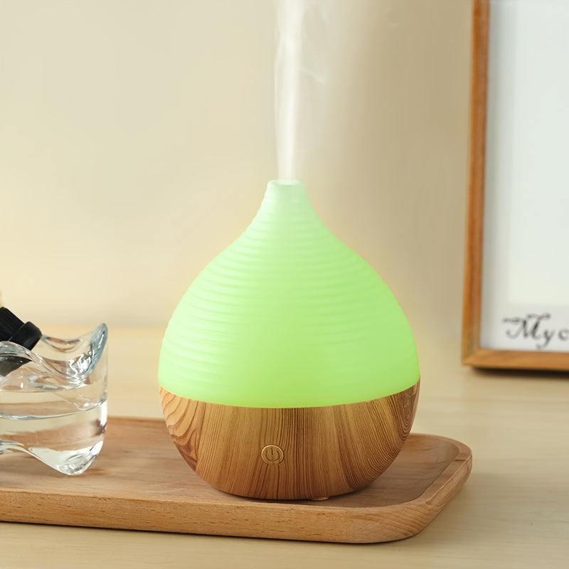 Wood print humidifier with aromatherapy diffuser for a relaxing atmosphere, ideal for home decor, office, and travel gifts.