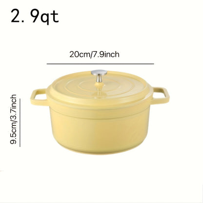 [Highly-Rated Option] Spacious Enamel Dutch Oven - Durable Non-Stick Aluminum Cookware Set, Versatile Casserole Stew Pot for the Kitchen