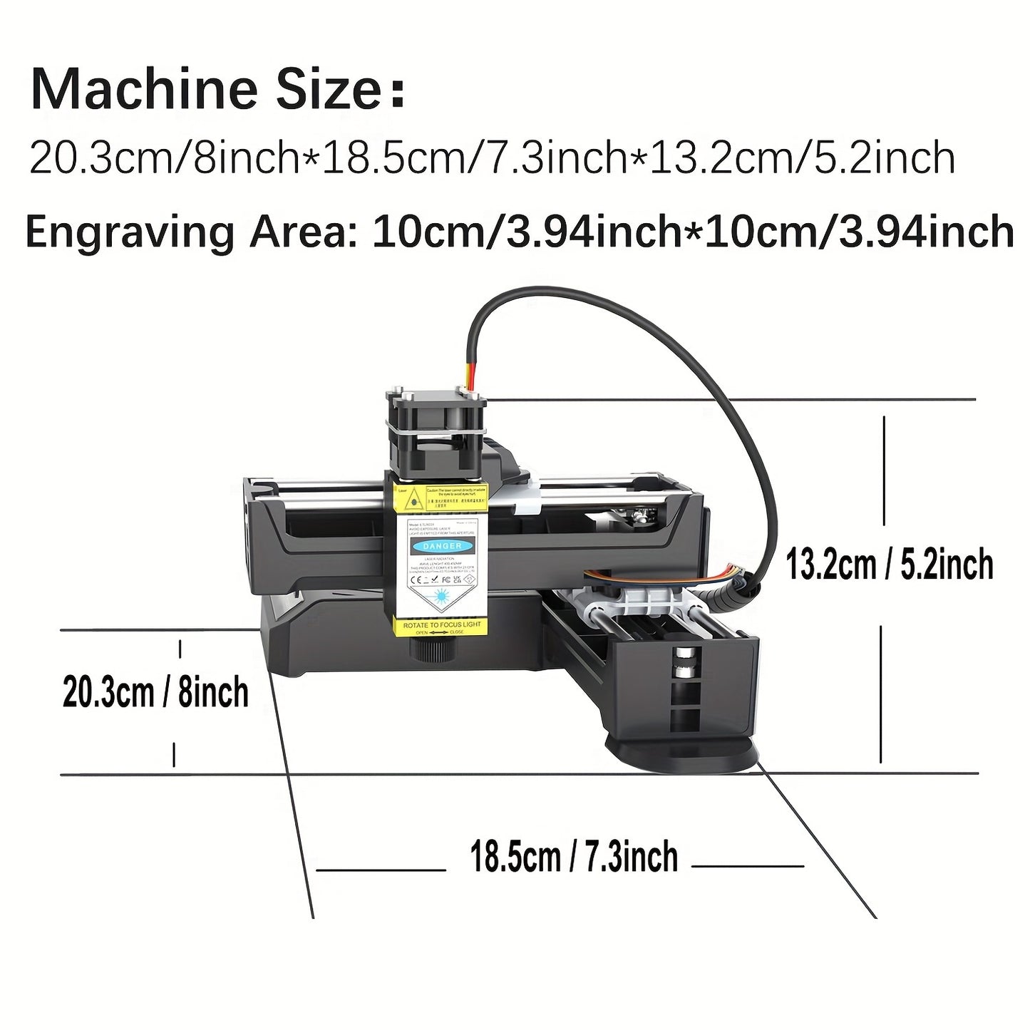 EasyThreed 2W Laser Engraver for beginners with wireless connectivity, 100x100mm engraving area, compatible with Android & iOS. Ideal for DIY projects on various materials. Includes EU plug