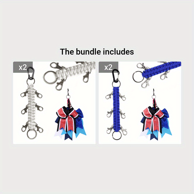 Beautifully crafted Cheerleading Bow Holder for Girls - Sturdy Metal, Stylish Design with 6 Clips & Key Ring - Ideal for High School & College Athletes