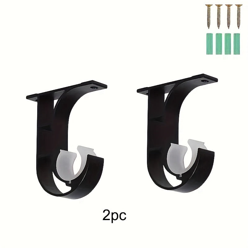 One piece, two pieces, Metal Top Curtain Rod Thickened Bracket, Curtain Rod Bracket, Shower Curtain Rod Wall-mounted Bracket, Curtain Rod Accessories, Home Decoration. Includes four screws and plastic expansion tube.