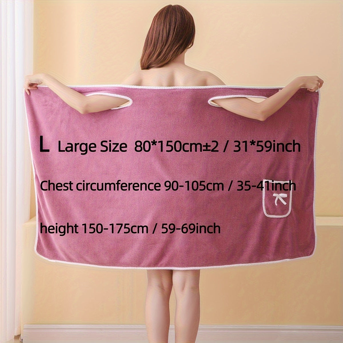 1pc Women's Wearable Bath Towel with Pocket, Comfortable & Absorbent, Versatile & Adjustable, Bathroom and Home Essentials