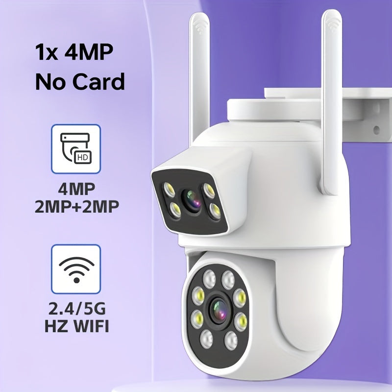 Choose our 1pc PTZ Dual Lens Camera with 2.4G/5G Wi-Fi for your home security needs. This CCTV Camera features auto-tracking people detection and color night vision, making it the ideal option for ensuring the safety of your home.